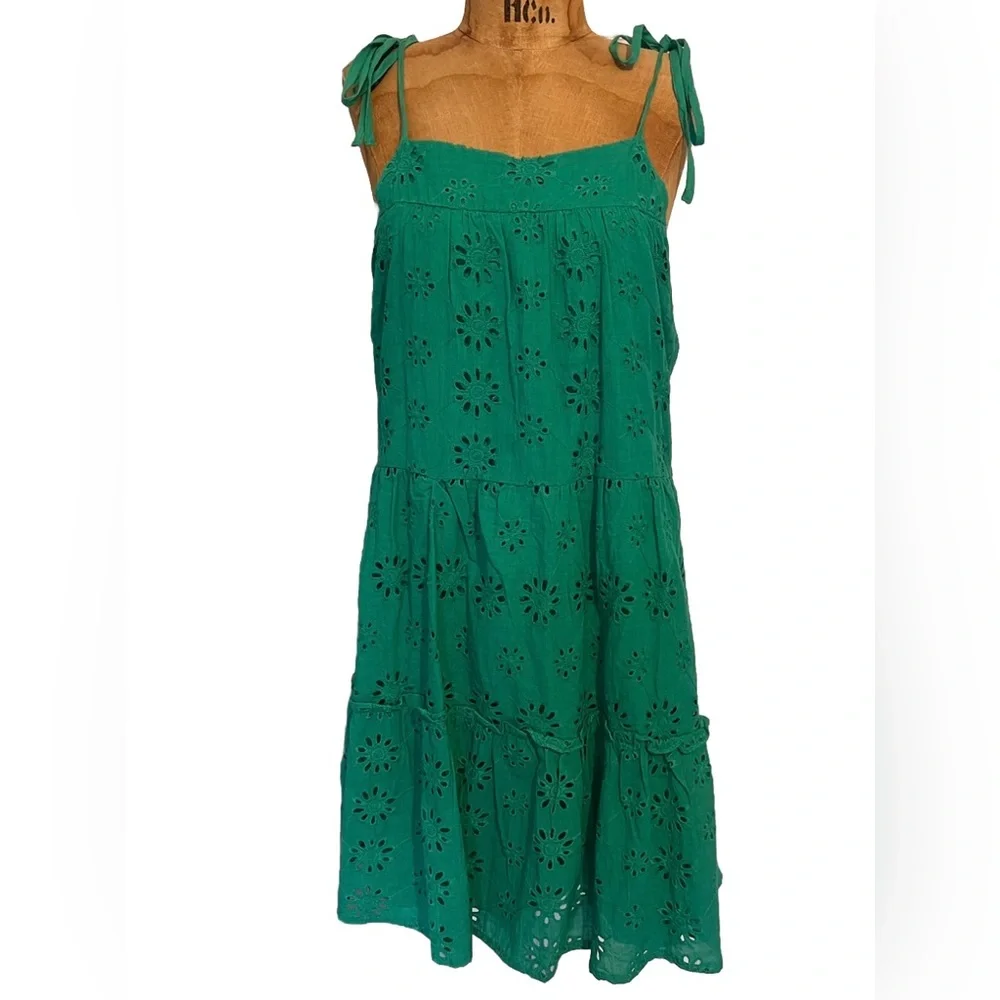 Altar'd State 100% Cotton Green Ruffled Tiered Sundress Like New! M - Picture 2 of 9